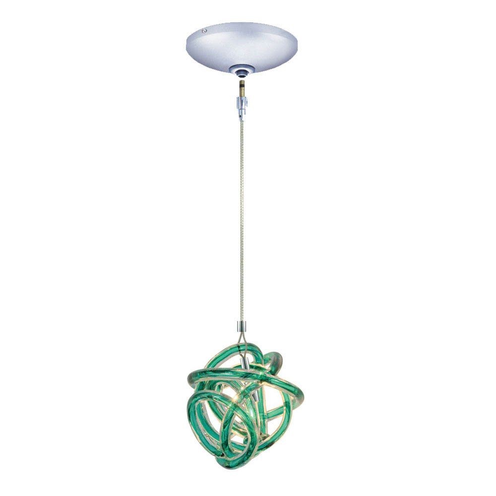 Jesco Lighting-KIT-QAP405-TECH-One Light Low Voltage Pendant with Canopy Kit   Chrome Finish with Teal Glass