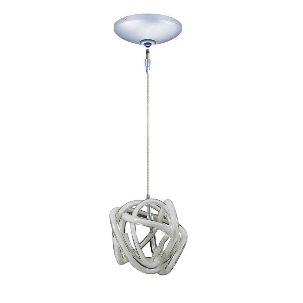 Jesco Lighting-KIT-QAP405-WHCH-One Light Low Voltage Pendant with Canopy Kit Chrome White Satin Nickel Finish with White Glass