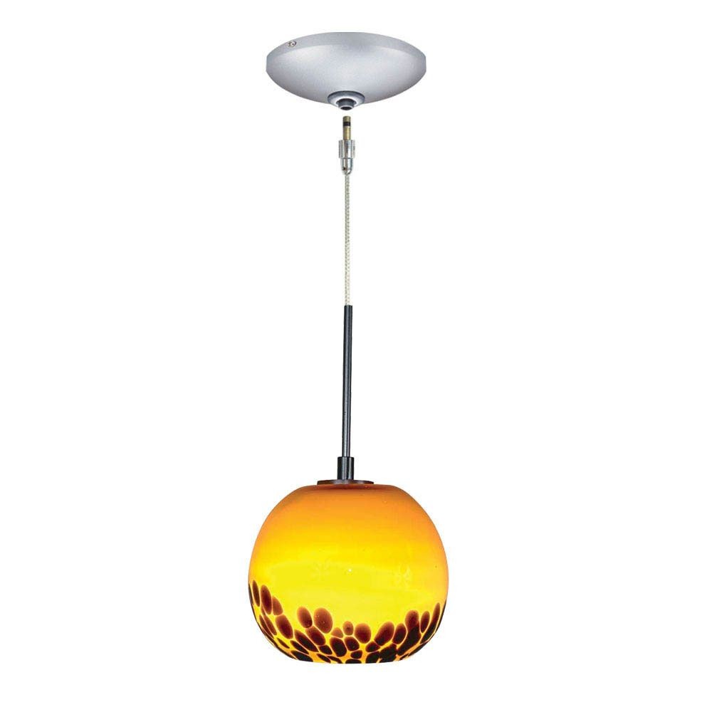 Jesco Lighting-KIT-QAP406-AMSN-One Light - 4.75 Inch- Low Voltage Pendant with Canopy Kit Satin Nickel  Satin Nickel Finish with Amber Glass