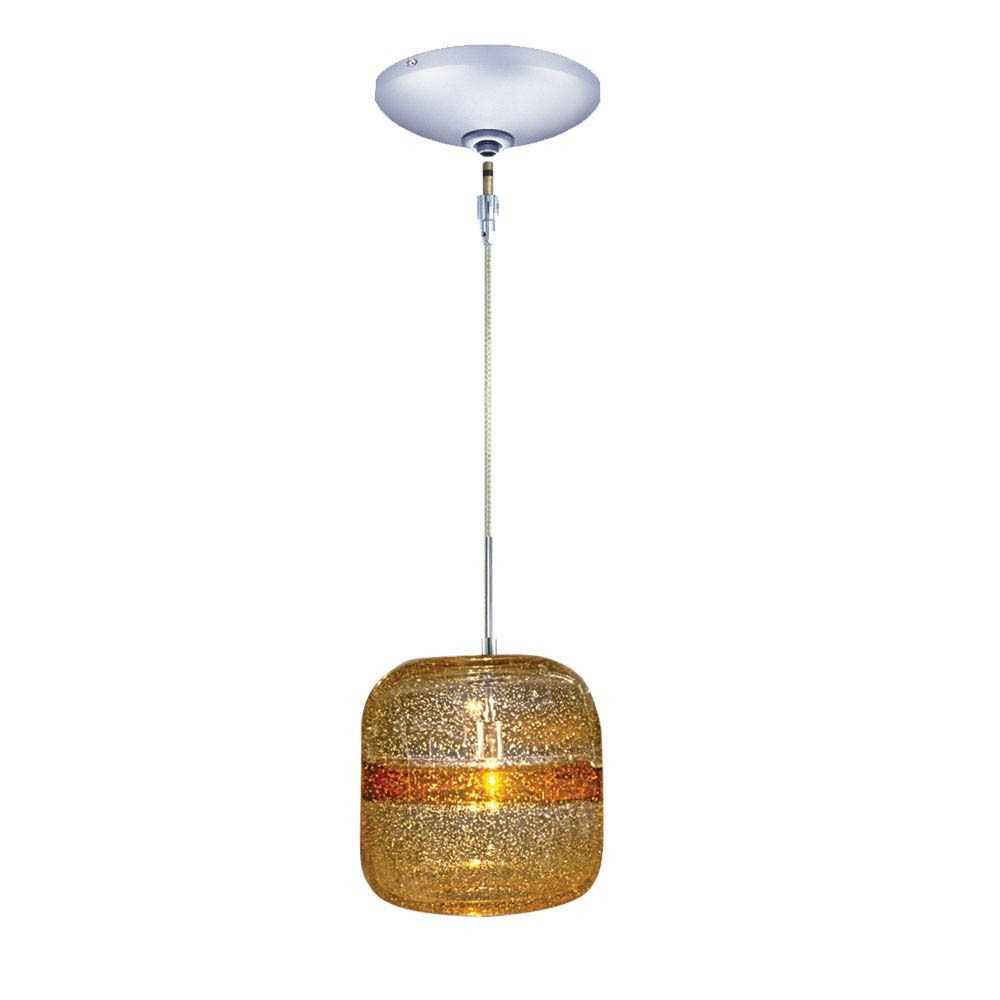 Jesco Lighting-KIT-QAP407-AMCH-One Light 7.88 Inch Low Voltage Pendant with Canopy Kit   Chrome Finish with Amber Glass