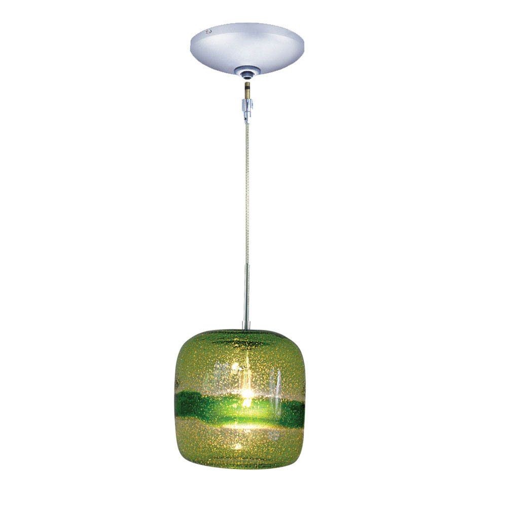 Jesco Lighting-KIT-QAP407-GNCH-One Light 7.88 Inch Low Voltage Pendant with Canopy Kit   Chrome Finish with Green Glass