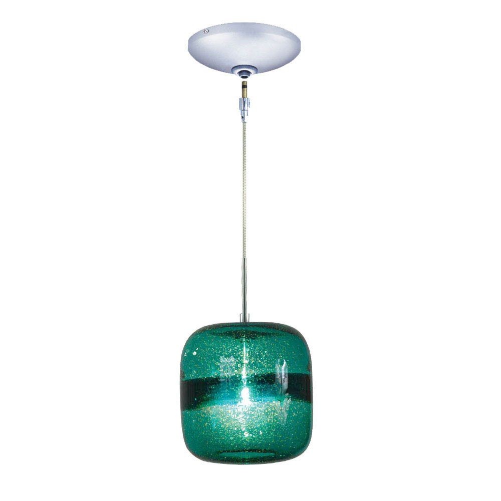 Jesco Lighting-KIT-QAP407-TECH-One Light 7.88 Inch Low Voltage Pendant with Canopy Kit   Chrome Finish with Teal Glass
