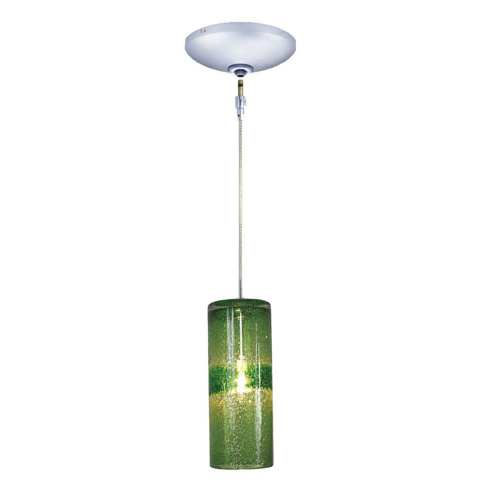 Jesco Lighting-KIT-QAP408-GNCH-One Light 11.88 Inch Low Voltage Pendant with Canopy Kit   Chrome Finish with Green Glass