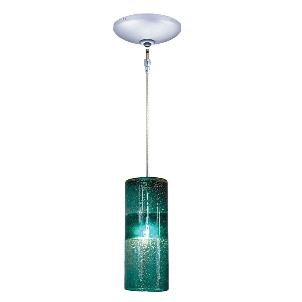 Jesco Lighting-KIT-QAP408-TECH-One Light 11.88 Inch Low Voltage Pendant with Canopy Kit   Chrome Finish with Teal Glass