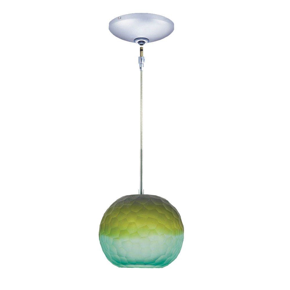 Jesco Lighting-KIT-QAP409-BUGNCH-Envisage VI - One Light Low Volt Pendant with Canopy Kit   Chrome Finish with Blue Green Glass