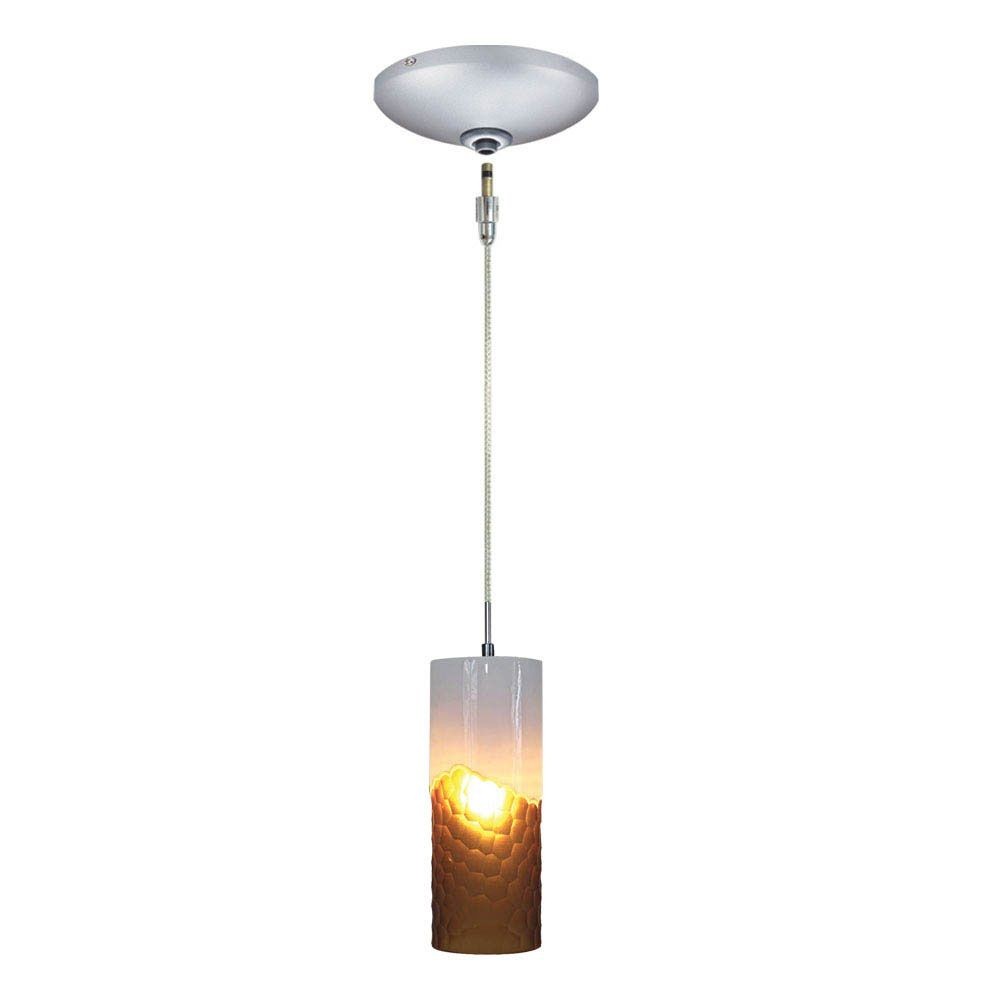 Jesco Lighting-KIT-QAP410-WHAMSN-Envisage VI - One Light Low Volt Pendant with Canopy Kit Satin Nickel White/Amber Satin Nickel Finish with White/Amber Glass