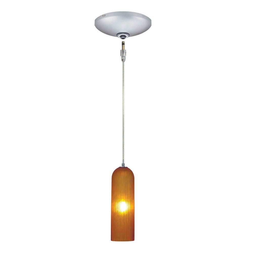 Jesco Lighting-KIT-QAP411-AMSN-Envisage VI - One Light Low Voltage 50W Pendant with Canopy Kit Satin Nickel Amber Satin Nickel Finish with Purple Glass