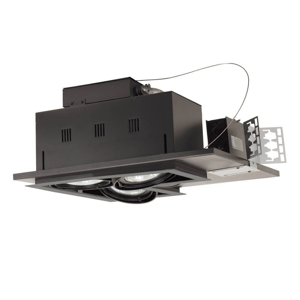 Jesco Lighting-MGP30-3LSB-Three Light 8.38 Inch Double Gimbal Linear Recessed Line Voltage Fixture   Silver/Black Finish