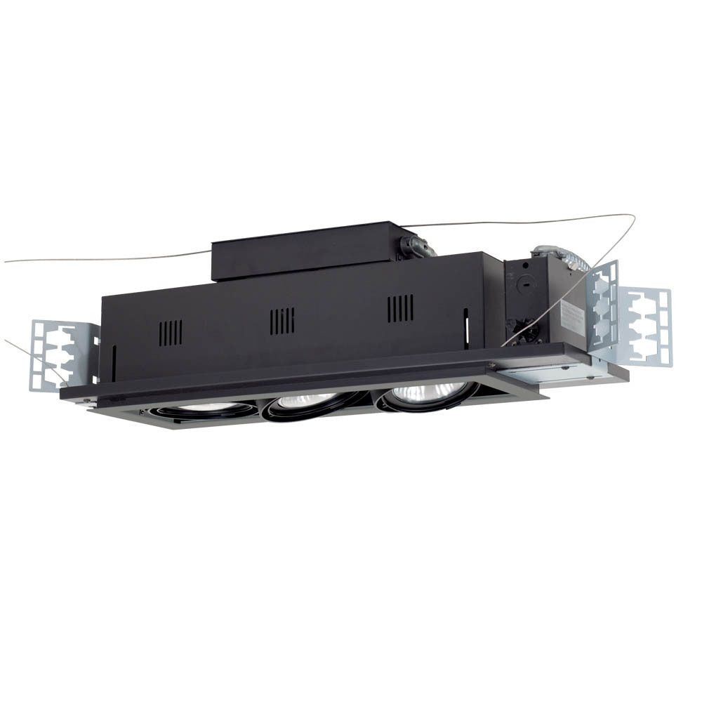 Jesco Lighting-MGP30-3WB-Three Light 75W Double Gimbal Linear Recessed Line Volt Fixture   White/Black Finish