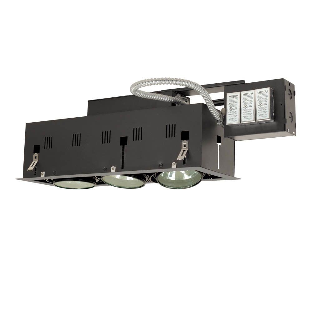 Jesco Lighting-MGRA175-3ESB-Three Light Double Gimbal Linear Recessed Low Voltage Fixture   Silver/Black Finish