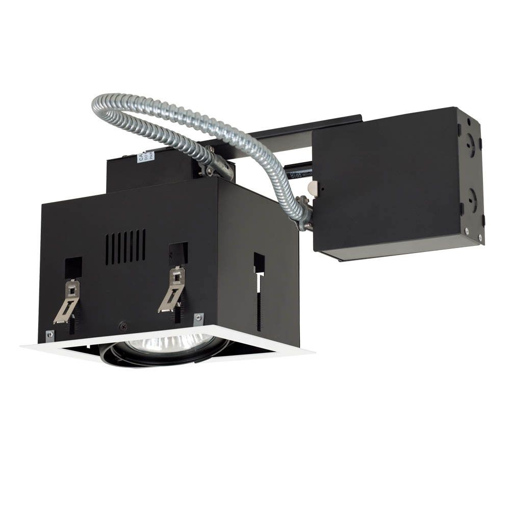 Jesco Lighting-MGRP30-1WB-One Light Double Gimbal Recessed Line Voltage Fixture   White/Black Finish