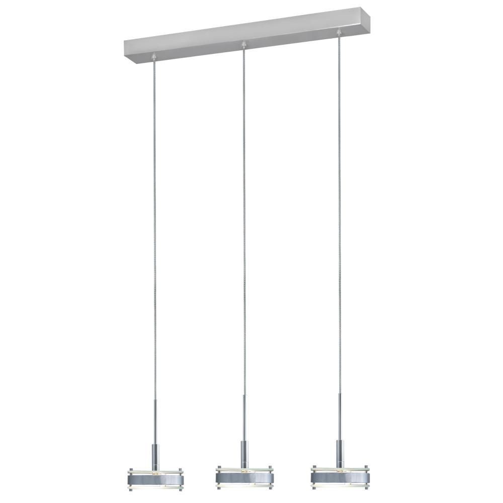 Jesco Lighting-PD302-3CH-Discus - Three Light 35W Pendant   Satin Nickel Finish with Frosted Glass