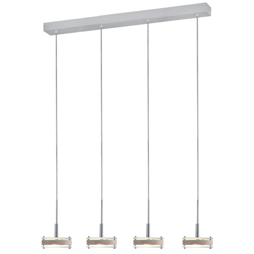Jesco Lighting-PD302-4BI-Discus - 1.5 Inch Four Light Pendant   Satin Nickel Finish with Frosted Glass