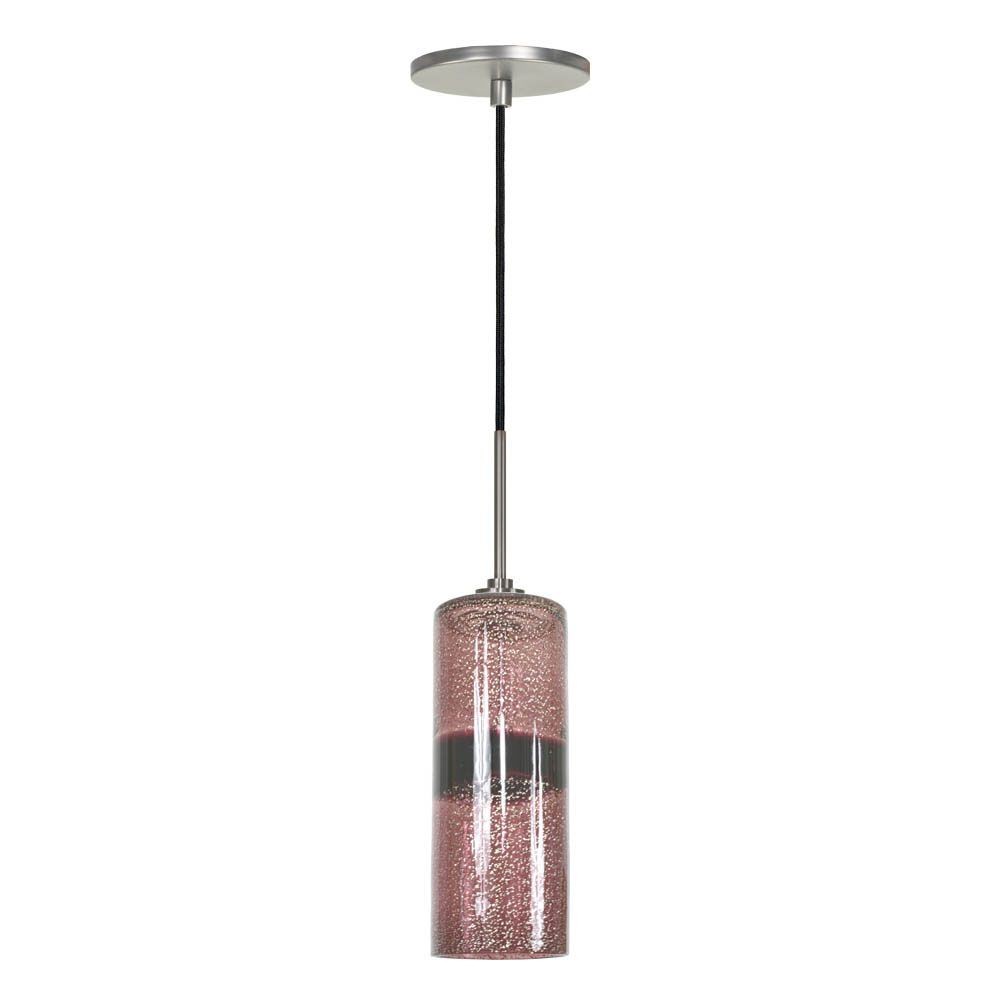Jesco Lighting-PD408-PU/BN-One Light Line Volt Pendant with Canopy   Brushed Nickel Finish with Purple Glass