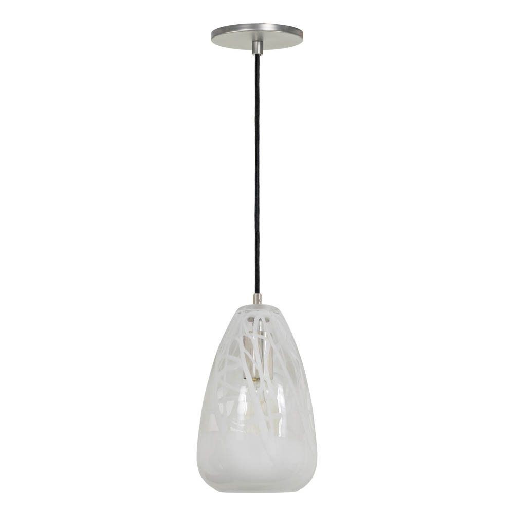 Jesco Lighting-PD412-CLWH/BN-One Light Line 60W Voltage Pendant with Canopy   Brushed Nickel Finish with Clear/White Glass