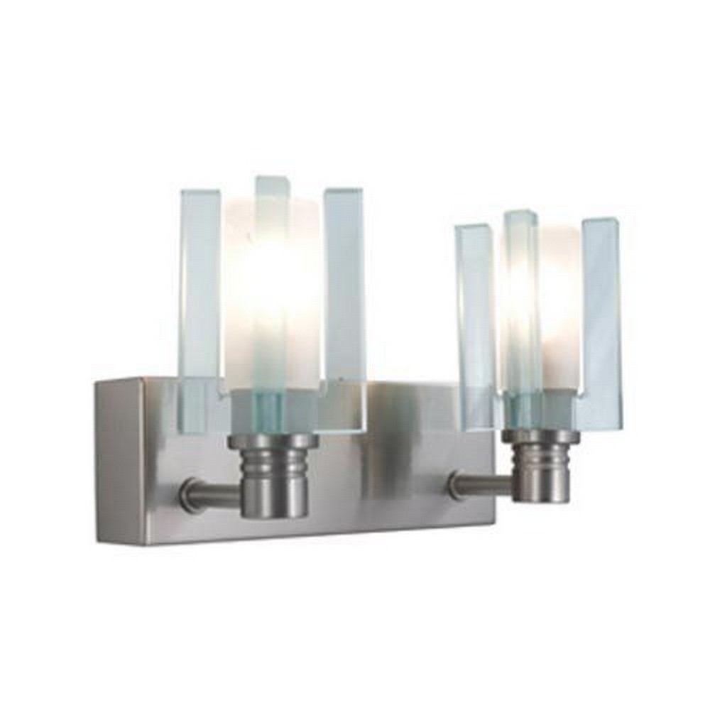 Jesco Lighting-WS301-2-Akina - Two Light Wall Sconce   Satin Nickel Finish with Frosted Glass