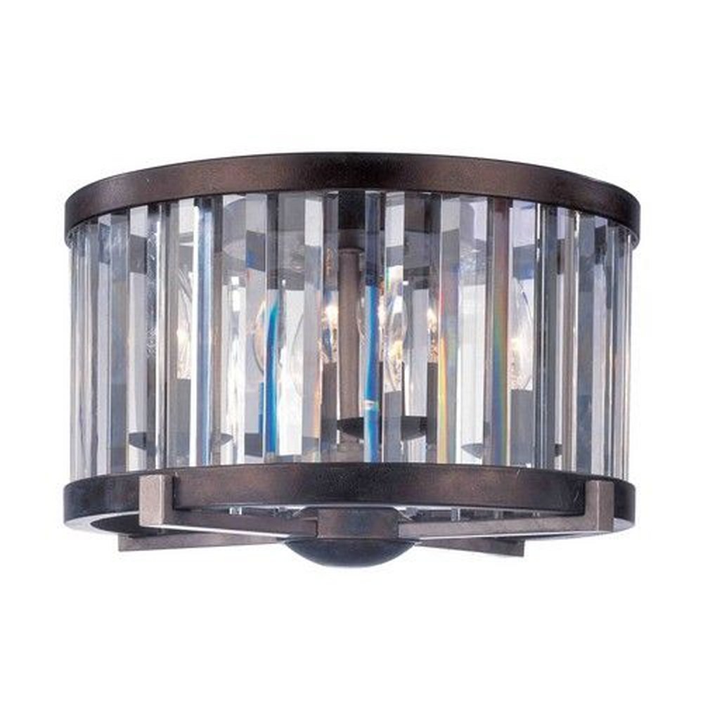 Kalco Lighting-2545GB-Foster - Four Light Flush Mount   Grecian Bronze Finish with Clear Cut Crystal