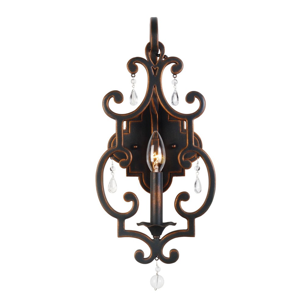 Kalco Lighting-2631AC-Montgomery - One Light Wall Sconce   Antique Copper Finish with Clear Crystal