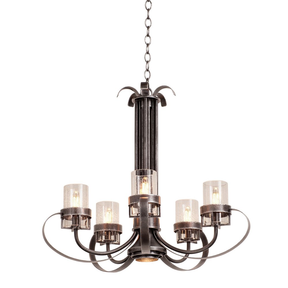 Kalco Lighting-2890VI-Bexley - Six Light Chandelier   Vintage Iron Finish with Clear Seeded Glass