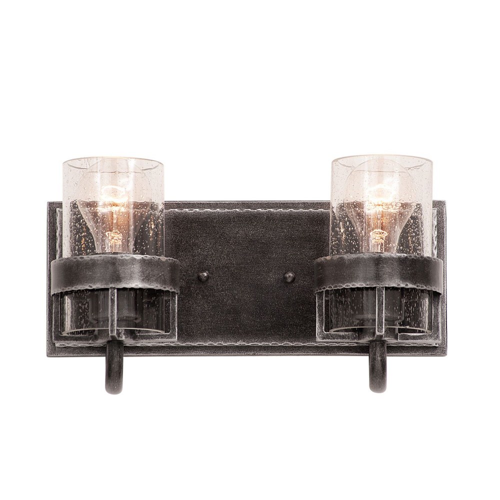 Kalco Lighting-2892VI-Bexley - Two Light Bath Vanity   Vintage Iron Finish with Clear Seeded Glass