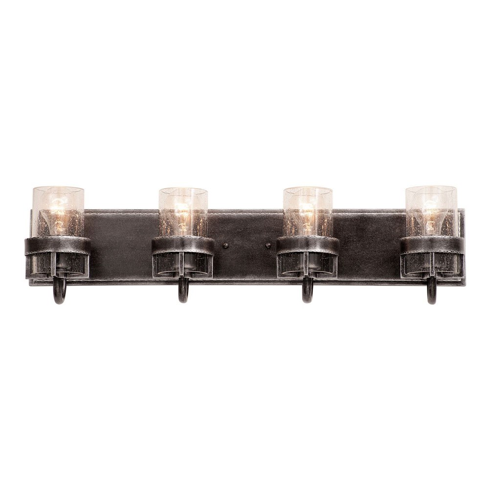 Kalco Lighting-2894VI-Bexley - Four Light Bath Vanity   Vintage Iron Finish with Clear Seeded Glass