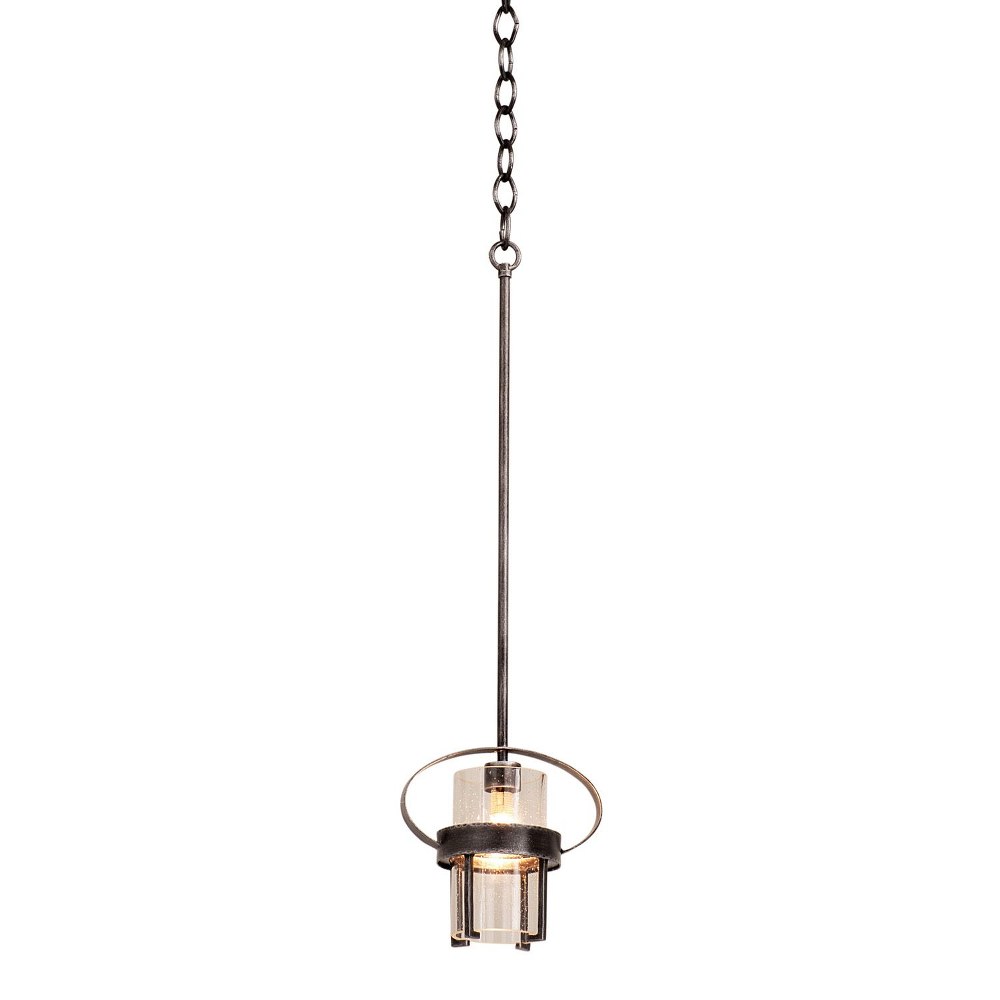 Kalco Lighting-2896VI-Bexley - One Light Mini Pendant   Vintage Iron Finish with Clear Seeded Glass