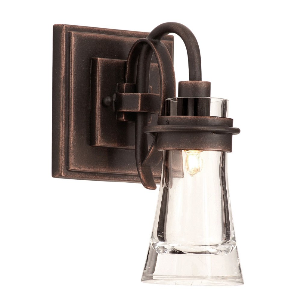 Kalco Lighting-2911AC-Dover - One Light Bath Vanity   Antique Copper Finish with Clear Glass
