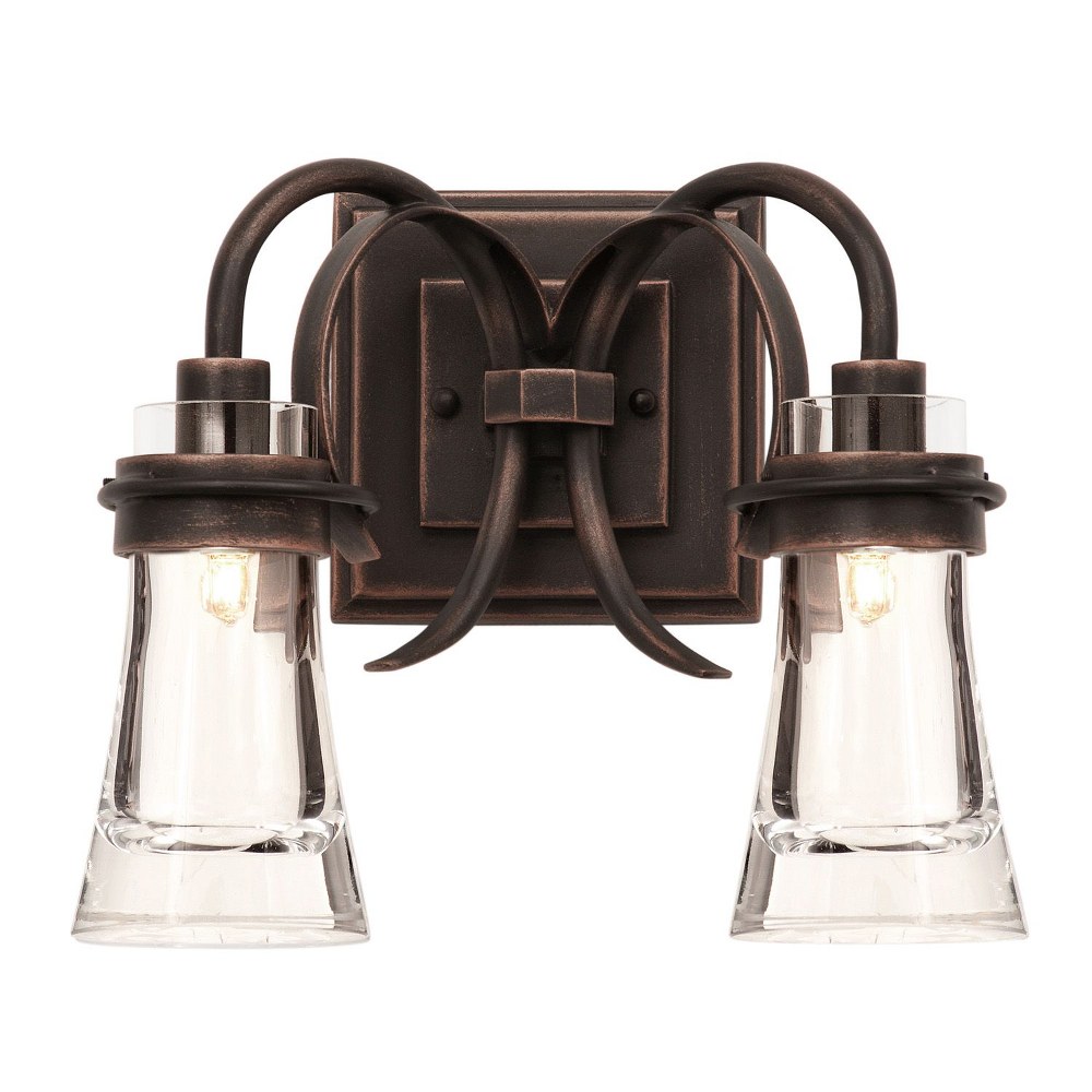 Kalco Lighting-2912AC-Dover - Two Light Bath Vanity   Antique Copper Finish with Clear Glass