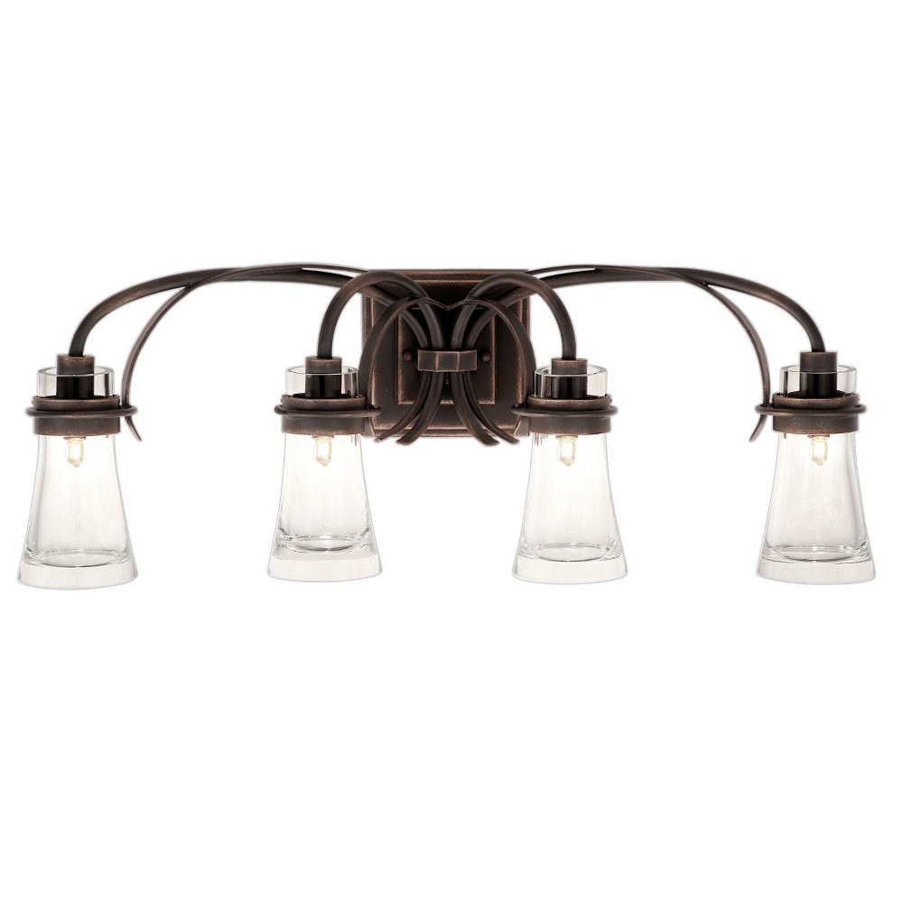 Kalco Lighting-2914AC-Dover - Four Light Bath Vanity   Antique Copper Finish with Clear Glass