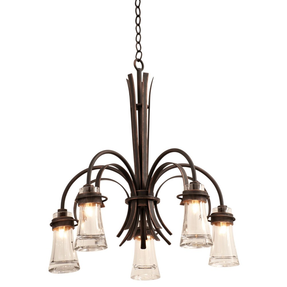 Kalco Lighting-2915AC-Dover - Five Light Chandelier   Antique Copper Finish with Clear Glass