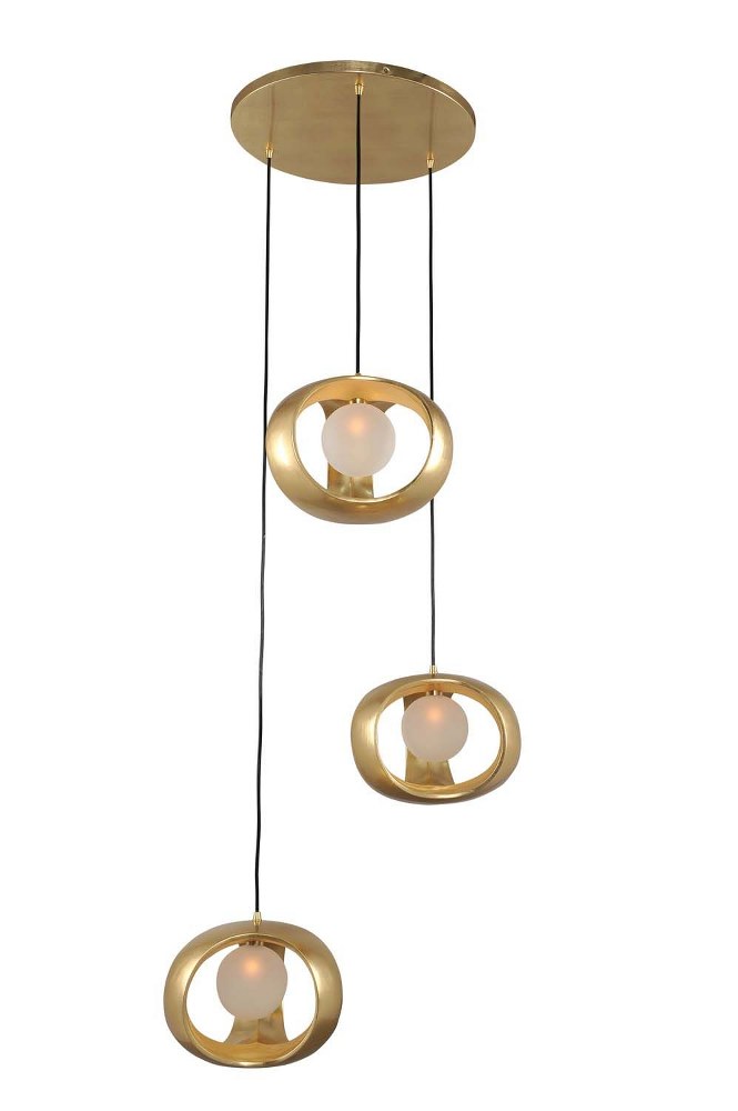 Kalco Lighting-302351GL-Calistoga - Three Light Pendant   Gold Leaf Finish with Opal White Glass