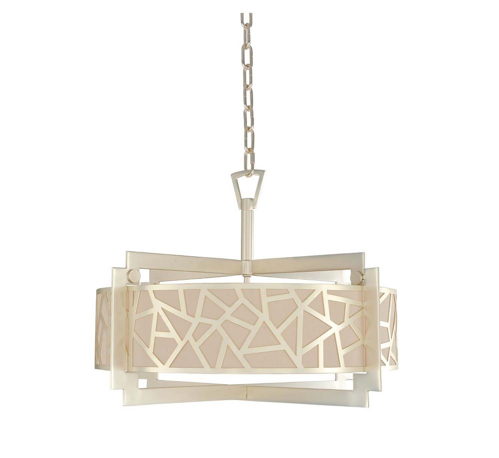 Kalco Lighting-303553RS-Miramar - Five Light Convertible Pendant   Rose Silver Finish with Opal White Glass