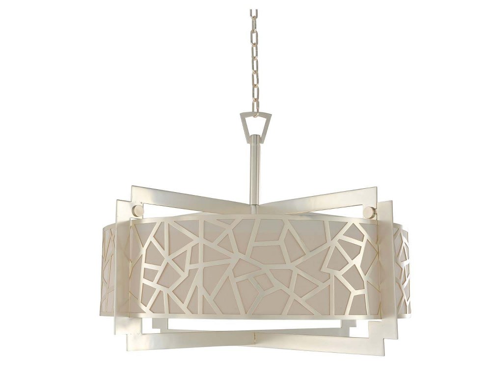 Kalco Lighting-303554RS-Miramar - Six Light Convertible Pendant   Rose Silver Finish with Opal White Glass