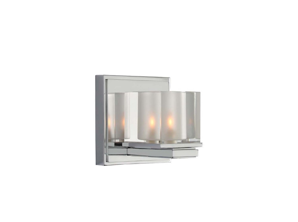 Kalco Lighting-306431CH-Naples - One Light Bath Vanity Chrome  Satin Nickel Finish with Clear Glass