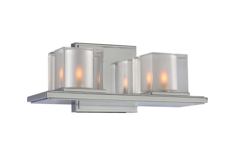 Kalco Lighting-306432CH-Naples - Two Light Bath Vanity Chrome  Satin Nickel Finish with Clear Glass