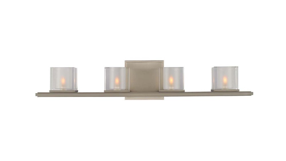 Kalco Lighting-306434SN-Naples - Four Light Bath Vanity Satin Nickel  Satin Nickel Finish with Clear Glass