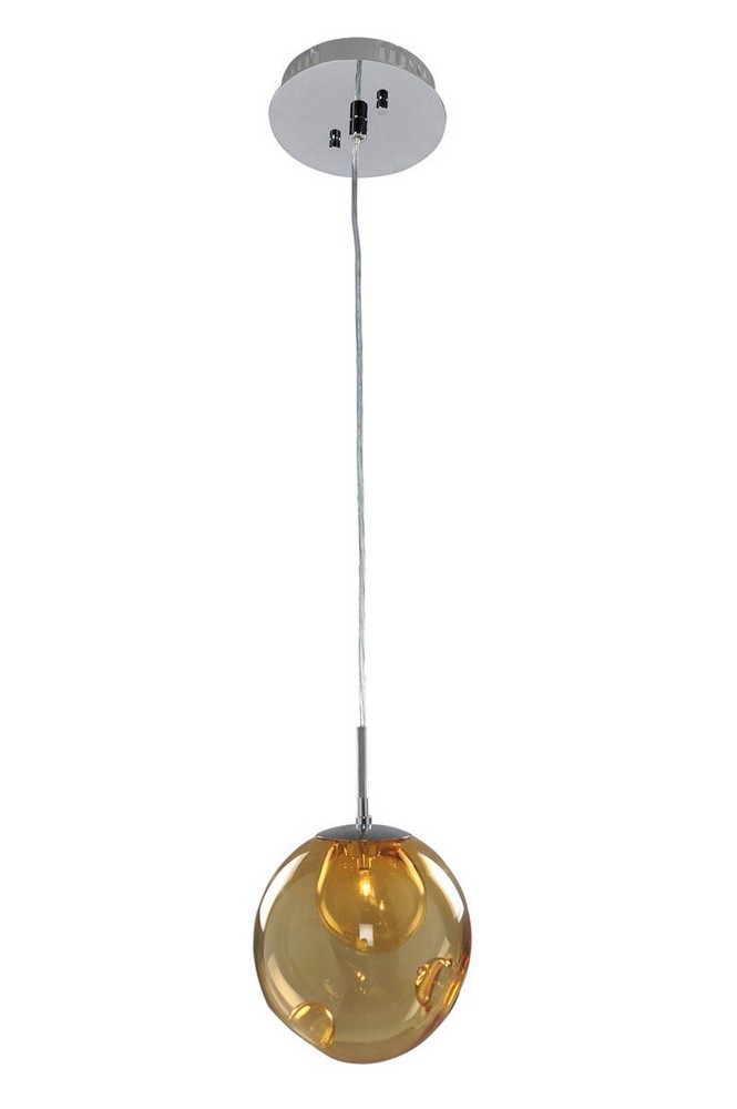 Kalco Lighting-309510CH/AMBER-Meteor - One Light Mini Pendant Chrome Amber Chrome Finish with Sapph Glass