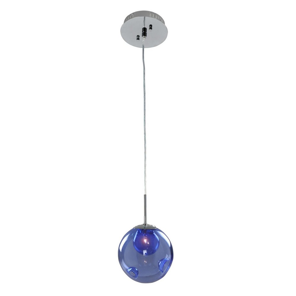 Kalco Lighting-309510CH/AQUA-Meteor - One Light Mini Pendant Chrome Aqua Chrome Finish with Sapph Glass