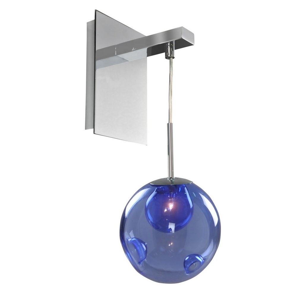 Kalco Lighting-309520CH/AQUA-Meteor - One Light Wall Bracket Chrome Aqua Chrome Finish with Sapph Glass