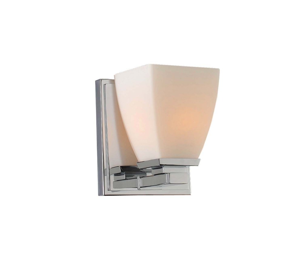 Kalco Lighting-310631CH-Huntington - One Light Bath Vanity Chrome  Satin Nickel Finish with Opal White Glass