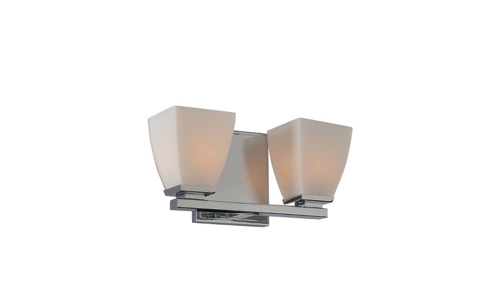 Kalco Lighting-310632CH-Huntington - Two Light Bath Vanity Chrome  Satin Nickel Finish with Opal White Glass