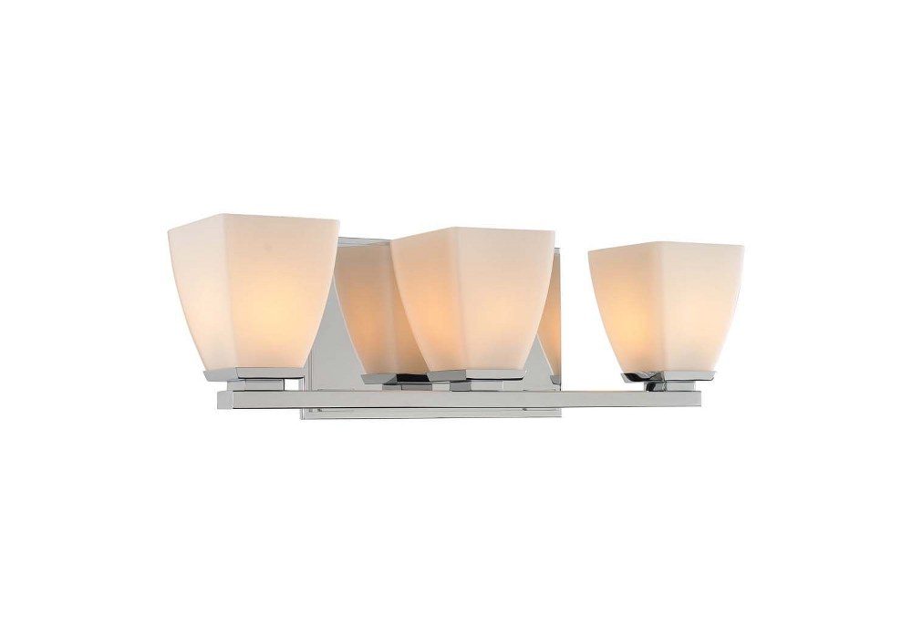 Kalco Lighting-310633CH-Huntington - Three Light Bath Vanity Chrome  Satin Nickel Finish with Opal White Glass