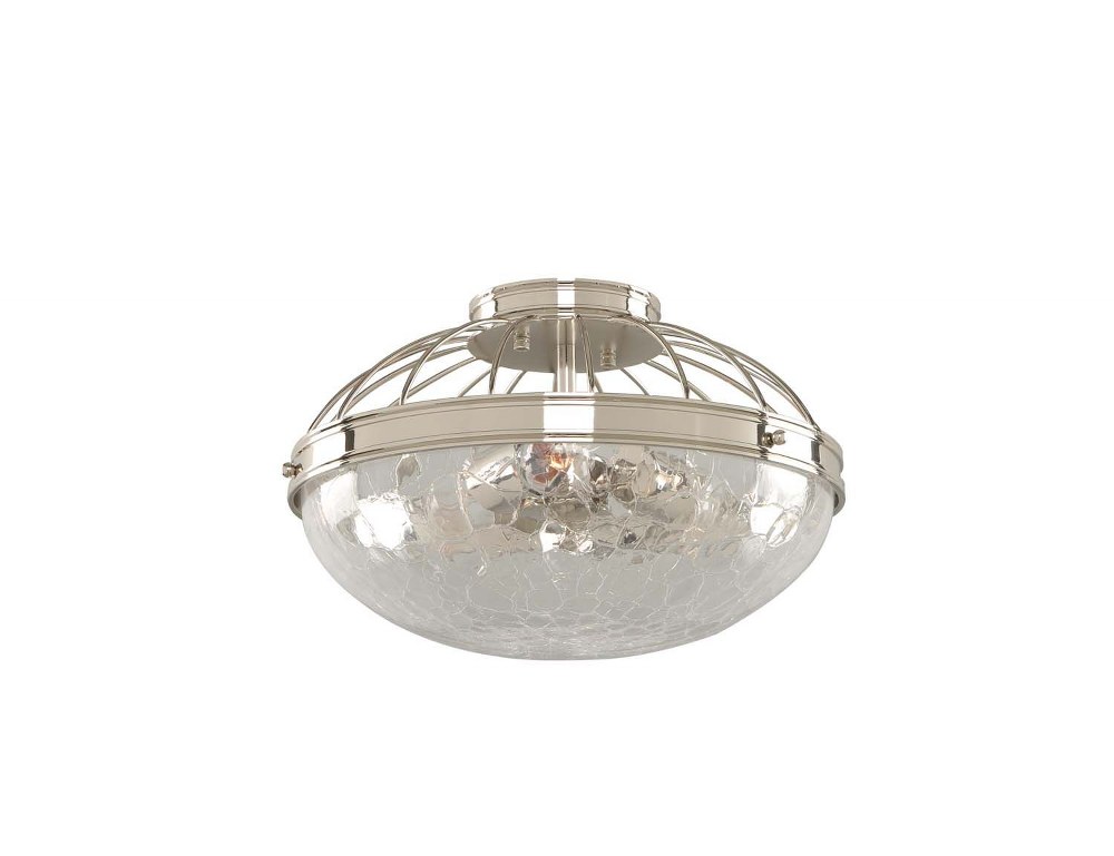 Kalco Lighting-311341PN-Montauk - 10 Inch Three Light Flush Mount   Polished Nickel Finish with Clear Bubble Glass