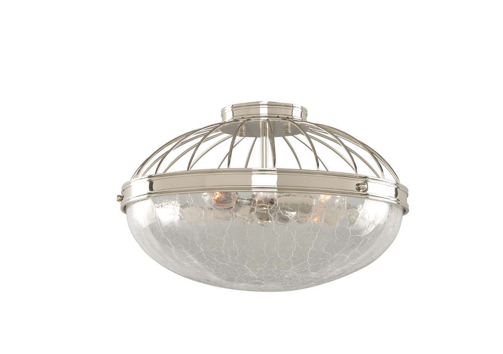 Kalco Lighting-311342PN-Montauk - 14 Inch Three Light Flush Mount   Polished Nickel Finish with Clear Bubble Glass