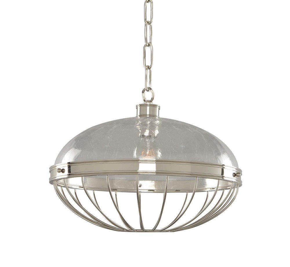 Kalco Lighting-311354PN-Montauk - 14 Inch One Light Pendant   Polished Nickel Finish with Clear Bubble Glass