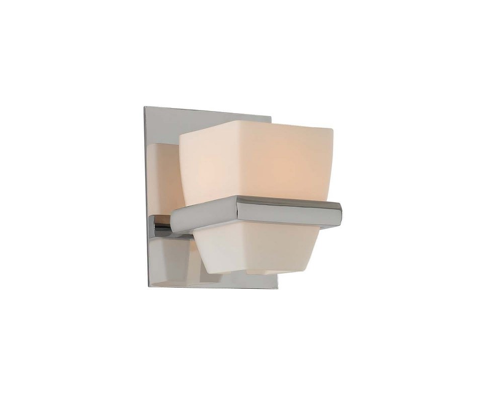 Kalco Lighting-311631CH-Malibu - One Light Bath Vanity Chrome  Chrome Finish with Opal White Glass