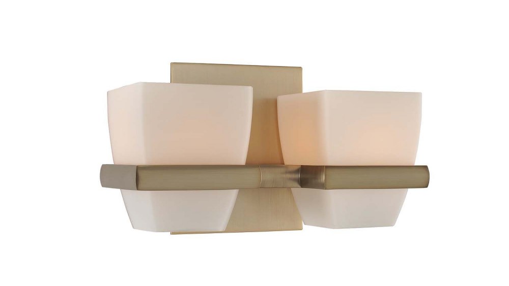 Kalco Lighting-311632BRB-Malibu - Two Light Bath Vanity Brushed Bronze  Chrome Finish with Opal White Glass