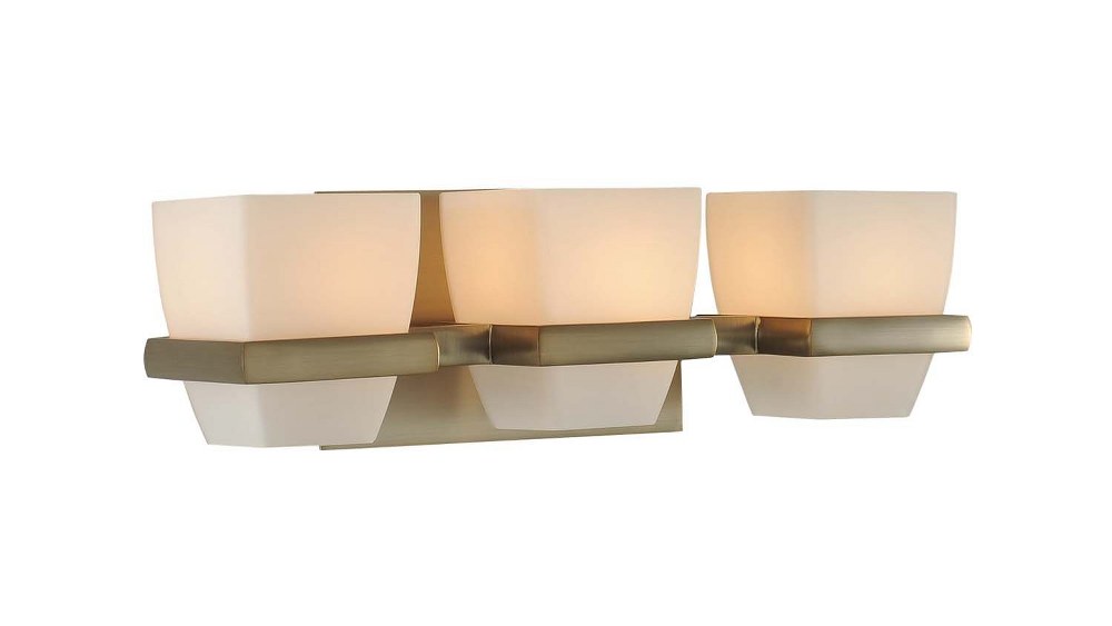 Kalco Lighting-311633BRB-Malibu - Three Light Bath Vanity Brushed Bronze  Chrome Finish with Opal White Glass