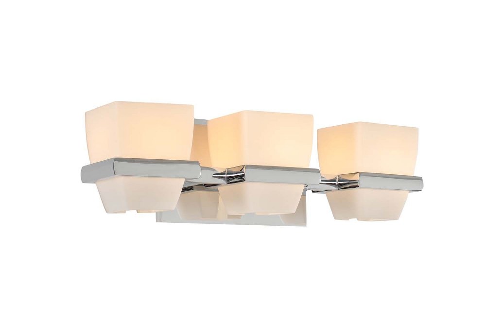 Kalco Lighting-311633CH-Malibu - Three Light Bath Vanity Chrome  Chrome Finish with Opal White Glass