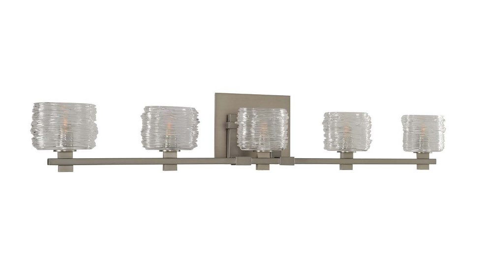 Kalco Lighting-312135SN-Clearwater - Five Light Bath Vanity   Clearwater - Five Light Bath Vanity